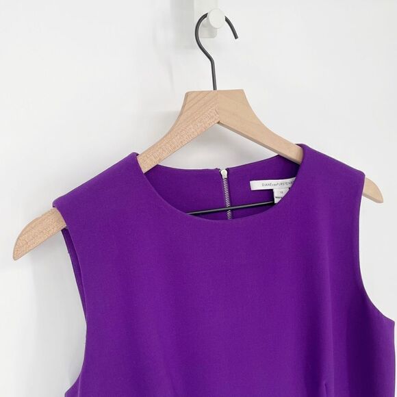 Diane Von Furstenberg Carrie Sleeveless Sheath Dress in Chrome Purple Women's 12 - Picture 3 of 9
